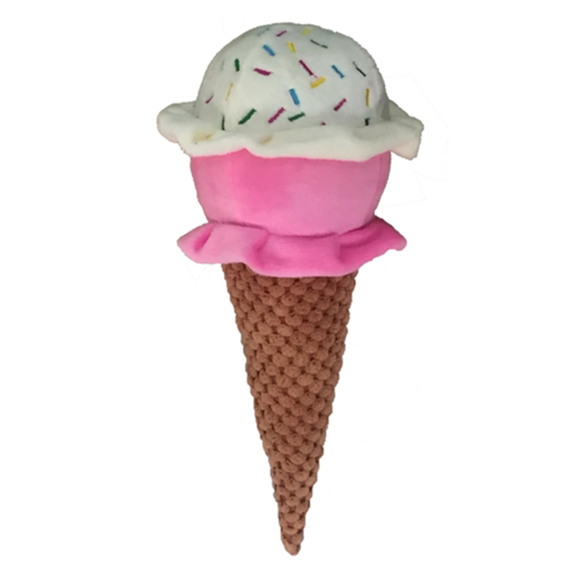 Petlou Durable Plush Dogs Squeak Toys. 10-Inch Ice Cream, All Breed Sizes