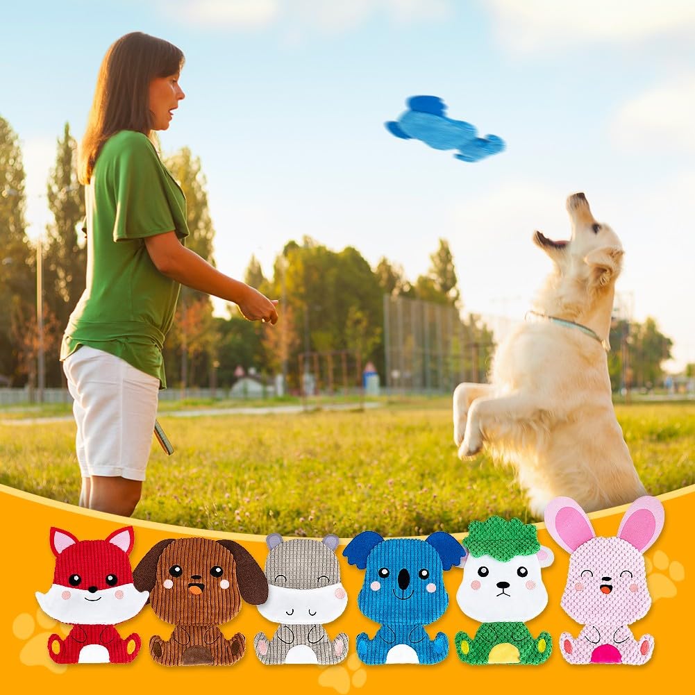 Hoesda 6 Pack Squeaky Dog Toys No Stuffing,Durable Crinkle Chew Toys For Small & Medium Breeds,Interactive Puppy Teething Toys,C