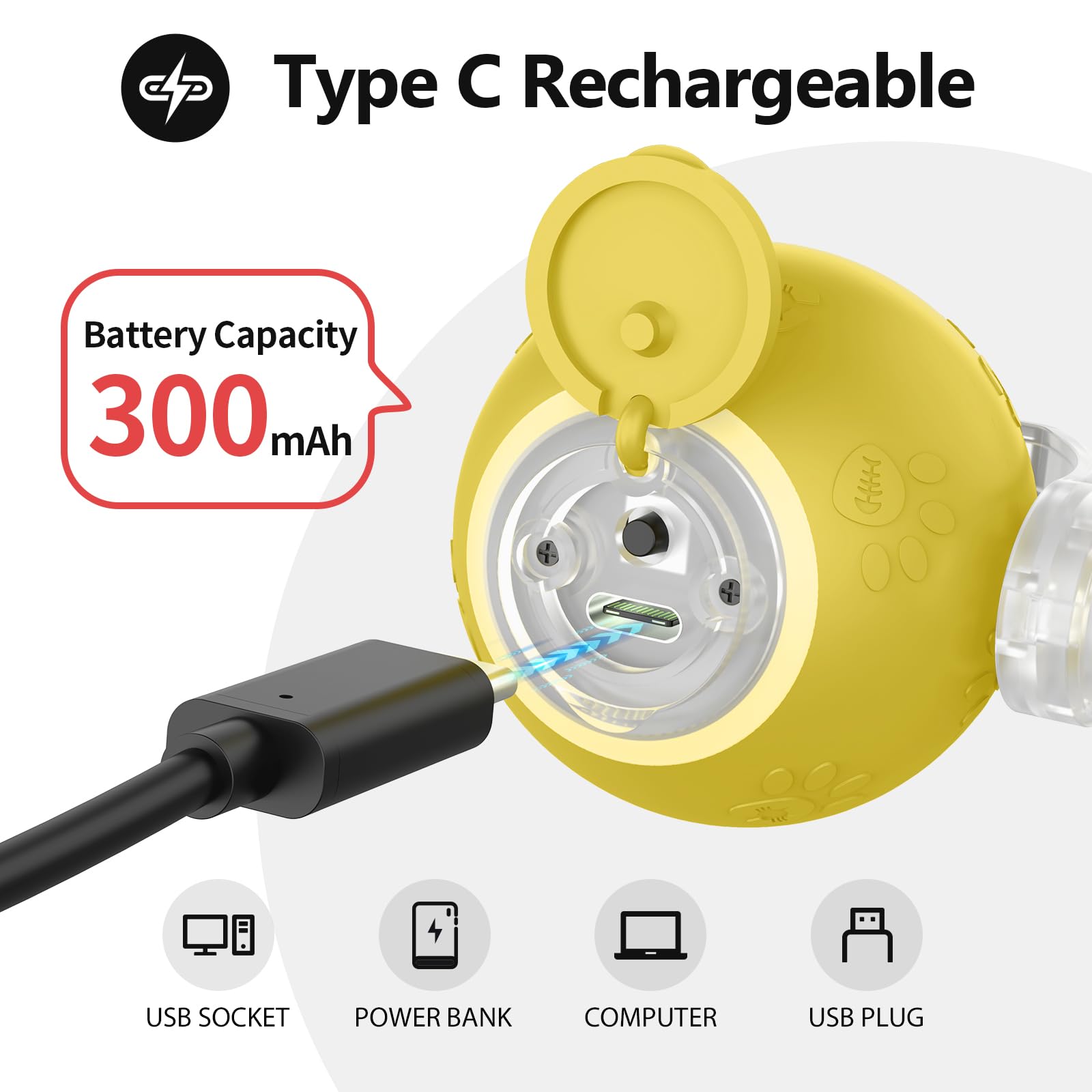 Interactive Cat Toys Ball, Automatic Moving Cat Toys for Bored Indoor Adult Cats, Fast Rolling, Chirping & Motion-Activated Cat