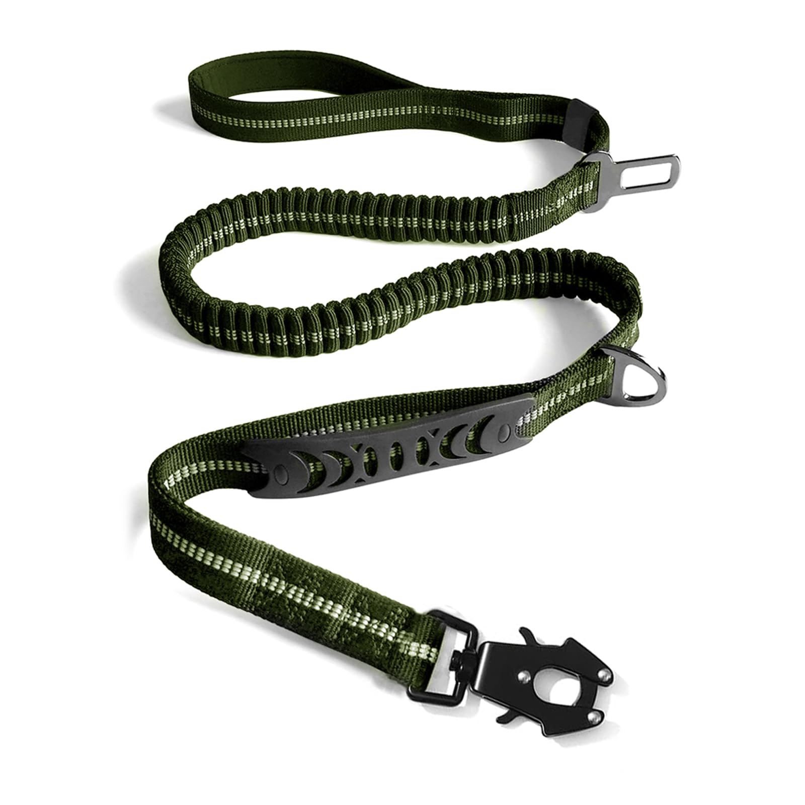 aiRuidog Heavy Duty Tactical Bungee Dog Leash, 4-6FT Shock Absorbing Tactical Dog Leash with 2 Padded Handles, Metal Carabiner C