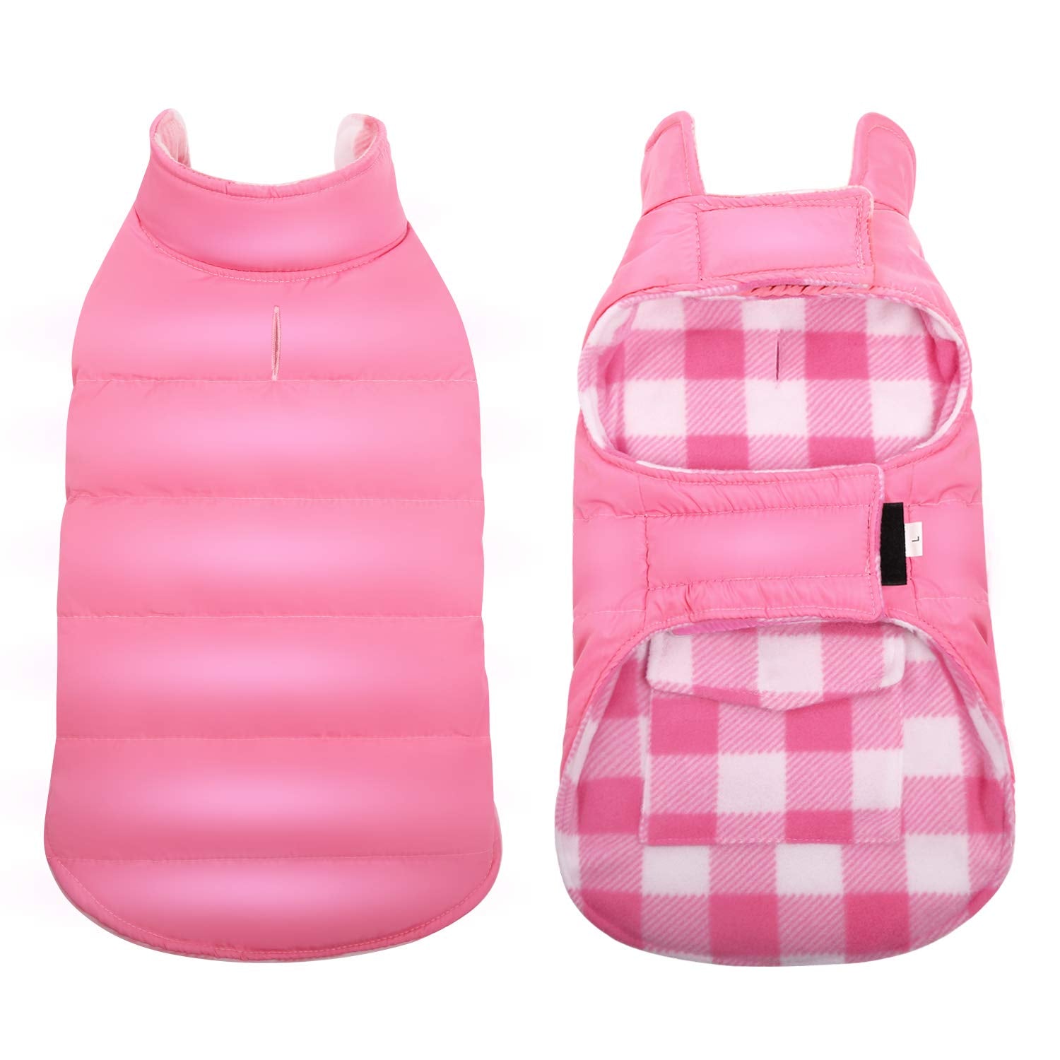 ASENKU Dog Winter Coat, Dog Fleece Jacket Plaid Reversible Dog Vest Waterproof Windproof Cold Weather Dog Clothes Pet Apparel fo