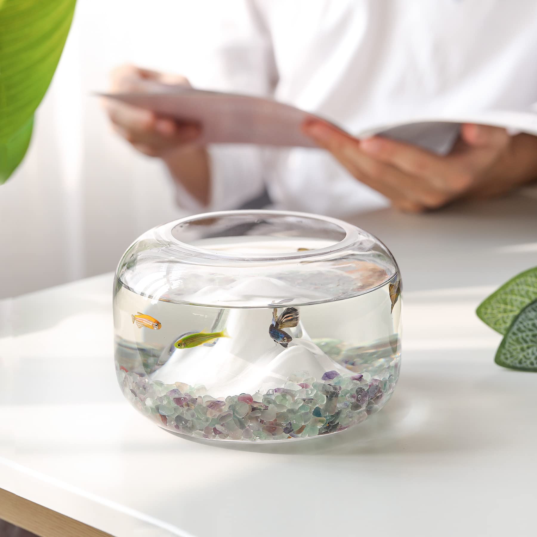 T4U Crystal Chips Stone Crushed Quartz Glass 2LB - Fluorite Tumbled Gravel Small Decorative Pebbles Bulk, Mini Polished Rocks Pi