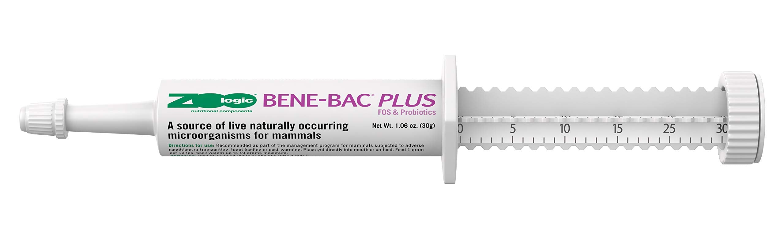 PetAg Zoologic Bene-Bac Plus Palatable Mammal Gel - With FOS for Pets Under Adverse Conditions - 35 g Syringe