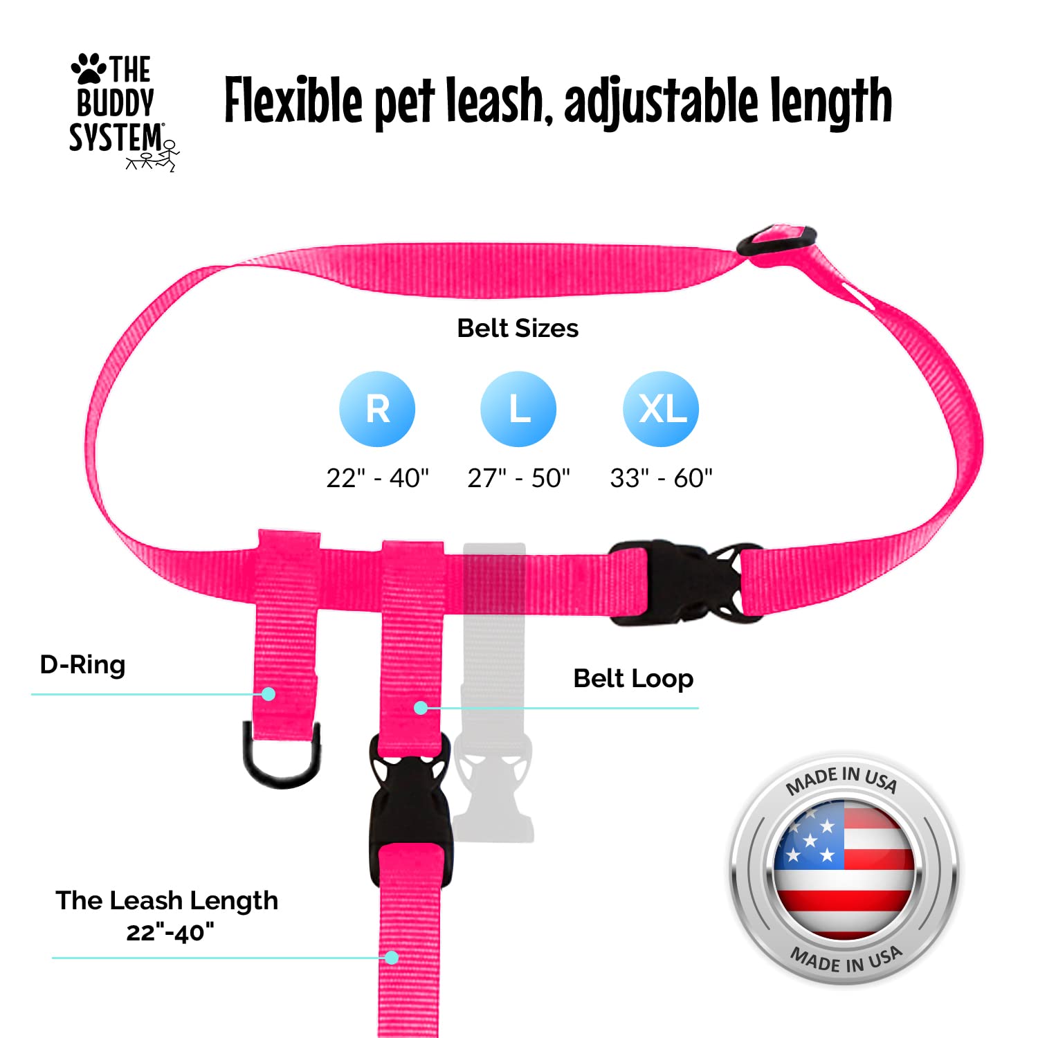 The Buddy System Accessories For Our Dog Leashes Made In Usa (Extra Buddy, Small Dog Pink)