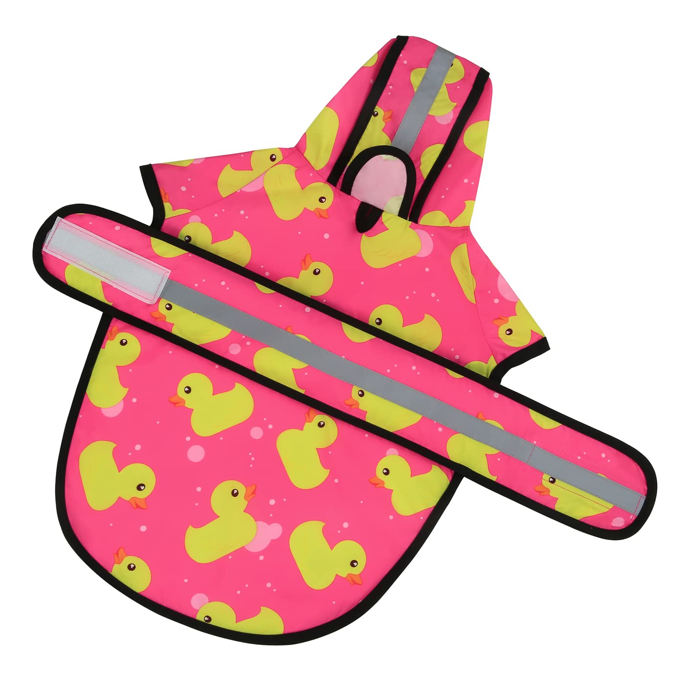 Hde Dog Raincoat Hooded Slicker Poncho For Small To X-Large Dogs And Puppies Pink Ducks - Xl