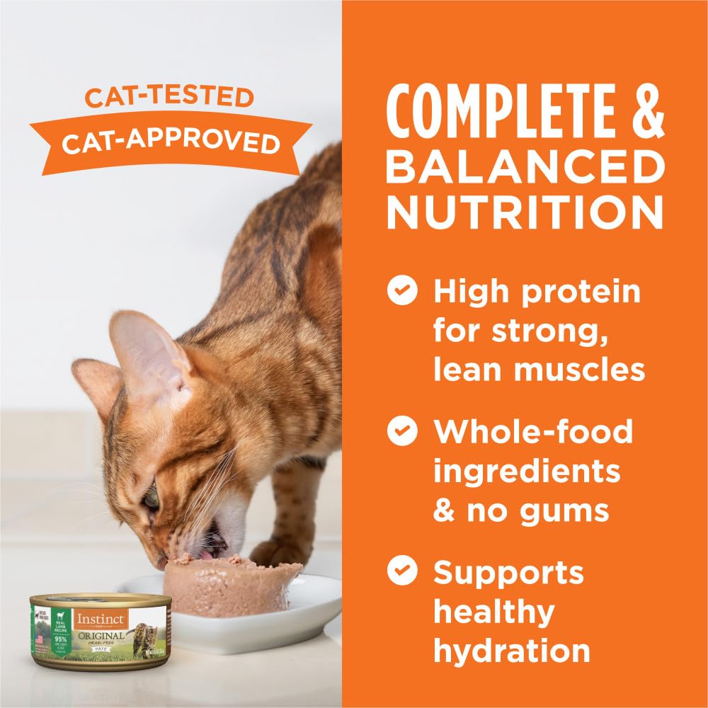 Instinct Original Grain Free Real Lamb Recipe Natural Wet Canned Cat Food by Natures Variety, 5.5 Ounce (Pack of 12)