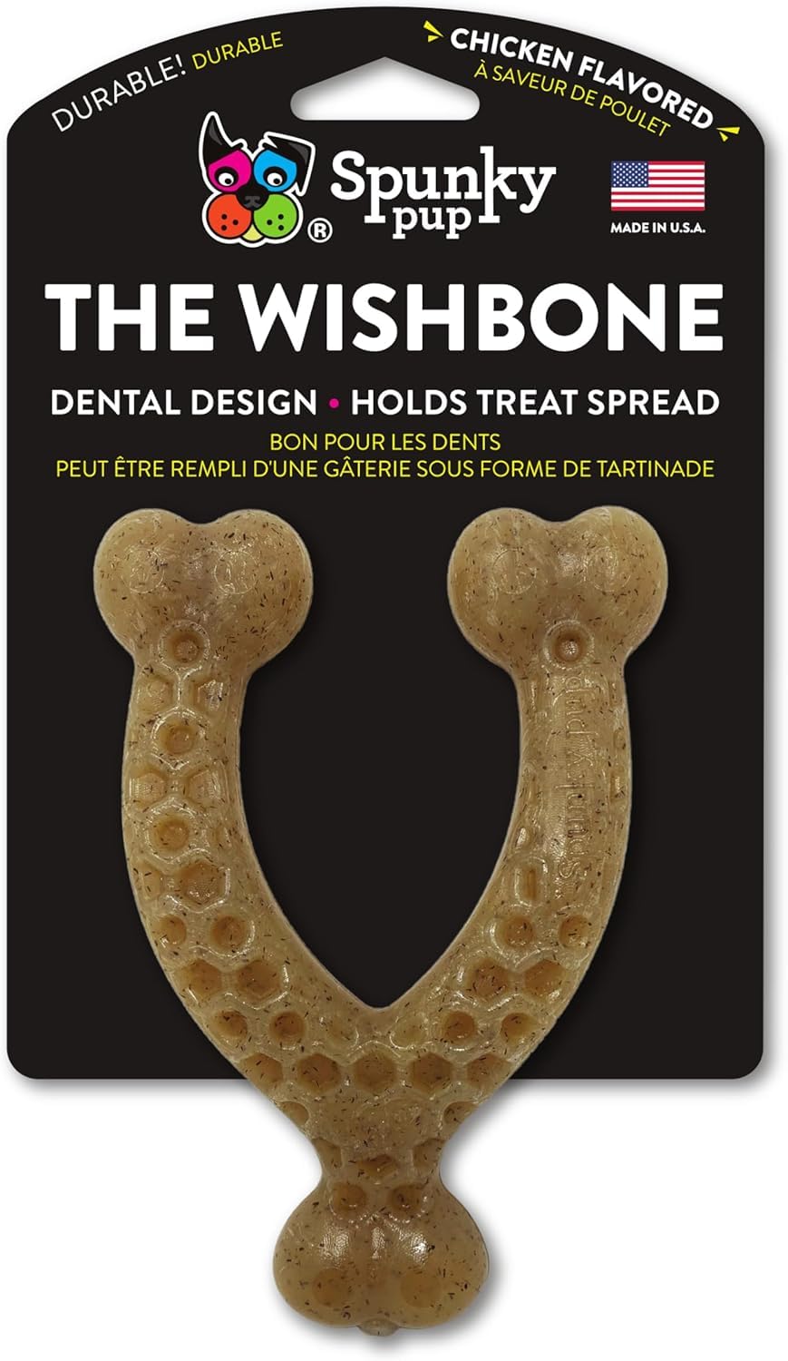 Spunky pup Wishbone Nylon Chew Toy, Chicken Flavored Nylon Dog Chew Toy, Promotes Dental Health - Wishbone, Small