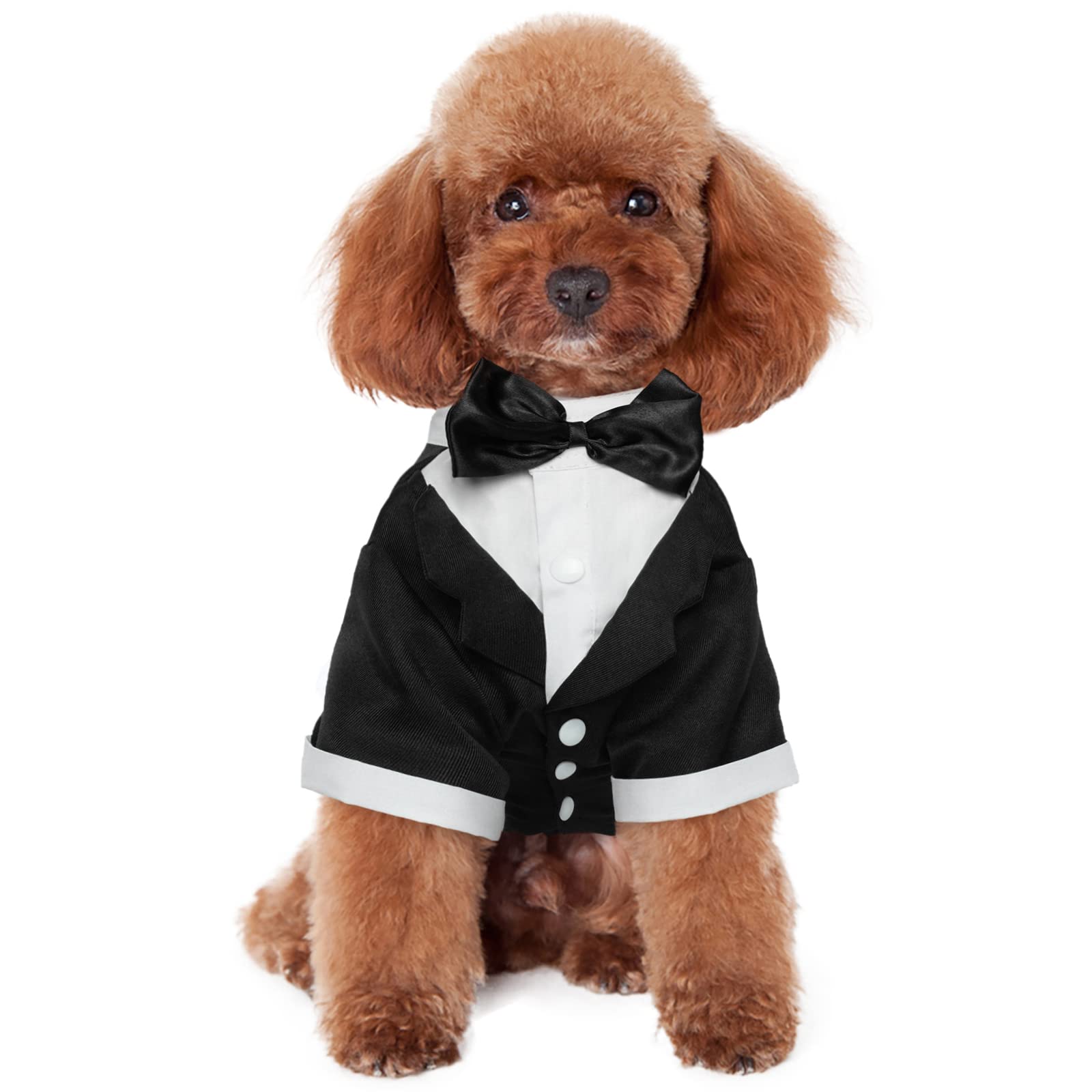 Kuoser Dog Tuxedo, Dog Wedding Suit With Bow Tie Formal Dog Tux Pet Wedding Party Birthday Costume, Dog Valentines Christmas Halloween Graduation Outfit Cosplay For Small Medium Large Dogs, Black M