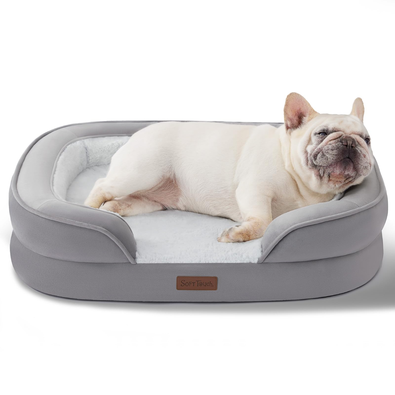 Soft Touch Orthopedic Dog Bed For Medium Dogs With Faux Fur Top, Waterproof Pet Couch Bed With Removable Washable Cover And Supp