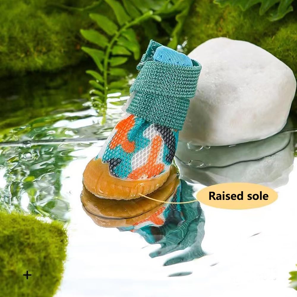 Yagizaai Dog Shoes For Small Dogs, Anti-Drop Dog Boots For Hot Pavement, Winter, Breathable Paw Protectors For Walking, Running, Hiking, Ox Tendon Sole Puppy Sneakers(Size 5, Green)