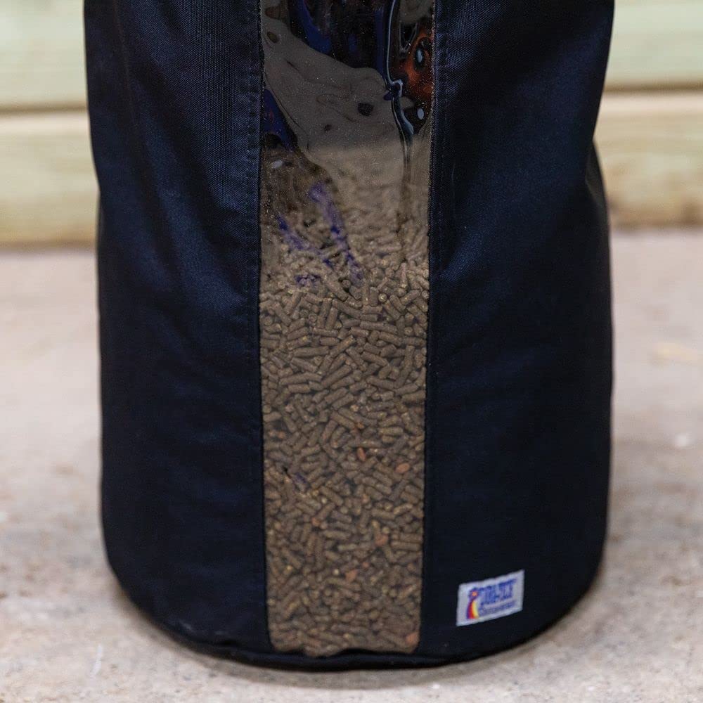 Dura-Tech E-Z View Grain Bag | Color Black | Horse Stable Essential | Travel-Friendly Grain Bag | E-Z View Front Panel | Holds W
