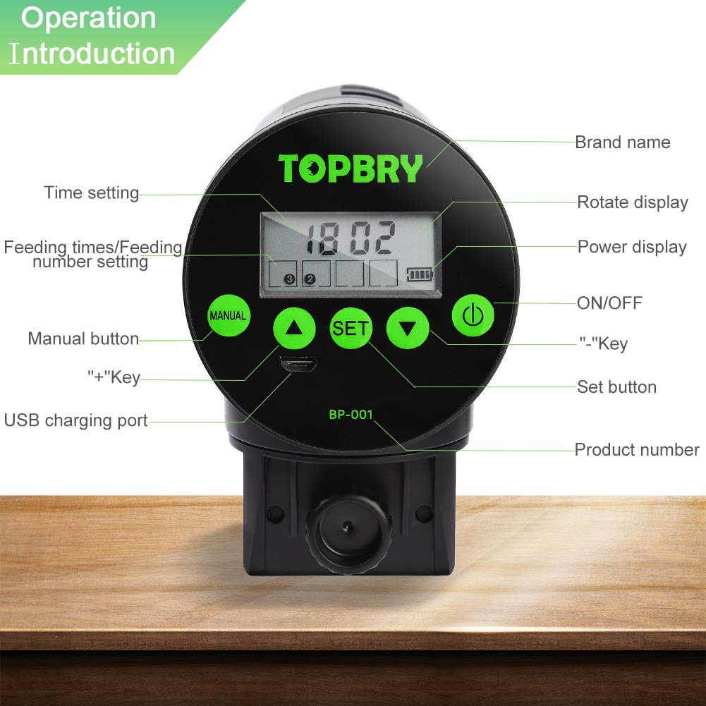 Topbry Automatic Fish Feeder,?Upgraded Version? Digital Auto Fish Turtle Feeder For Aquarium And Fish Tank, Usb Rechargeable Tim