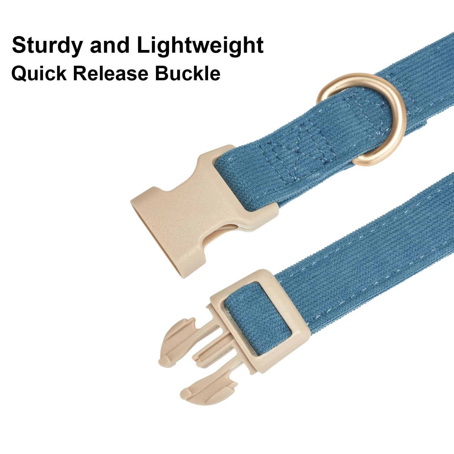 Yudote Soft Cotton Dog Collar Adjustable Corduroy Dog Collars For Small Medium Large Dogs(Blue,Medium)