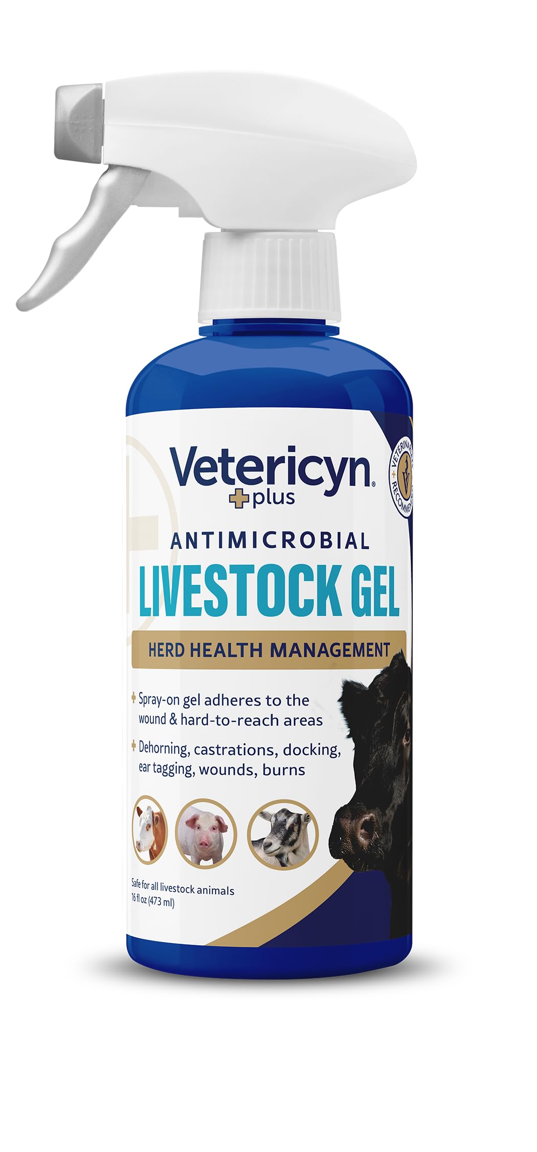 Vetericyn Plus Livestock Utility Gel Spray | Sprayable Hydrogel Wound Care, Teat Spray, Dermal Irritation Relief, Non-Toxic and 