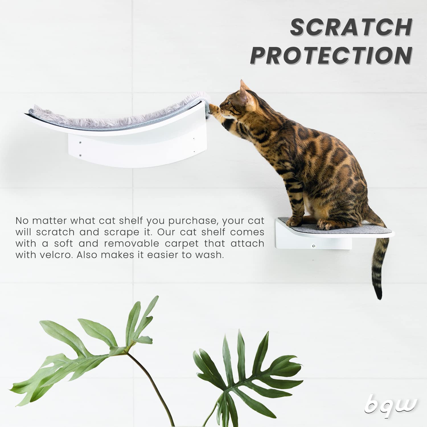 Bqw Wall Mounted Floating Cat Shelf For Cat Perching Sleeping Lounging With 2 Steps