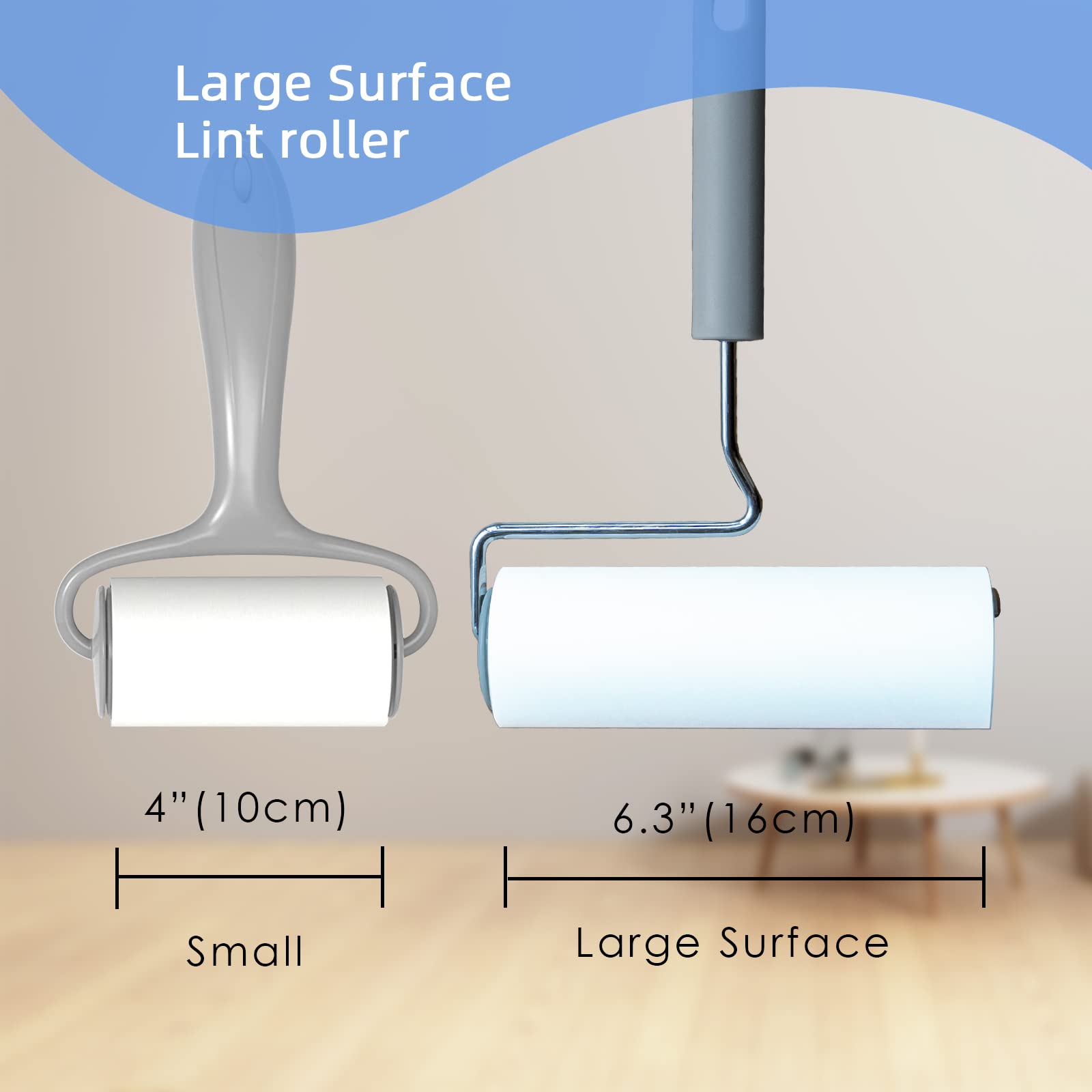 Yabeepet Extreme Sticky Large Surface Lint Roller, 6.3'' Giant Pet Hair Remover Roller For Pet Dog Cat Hair, Clothes&Furniture C