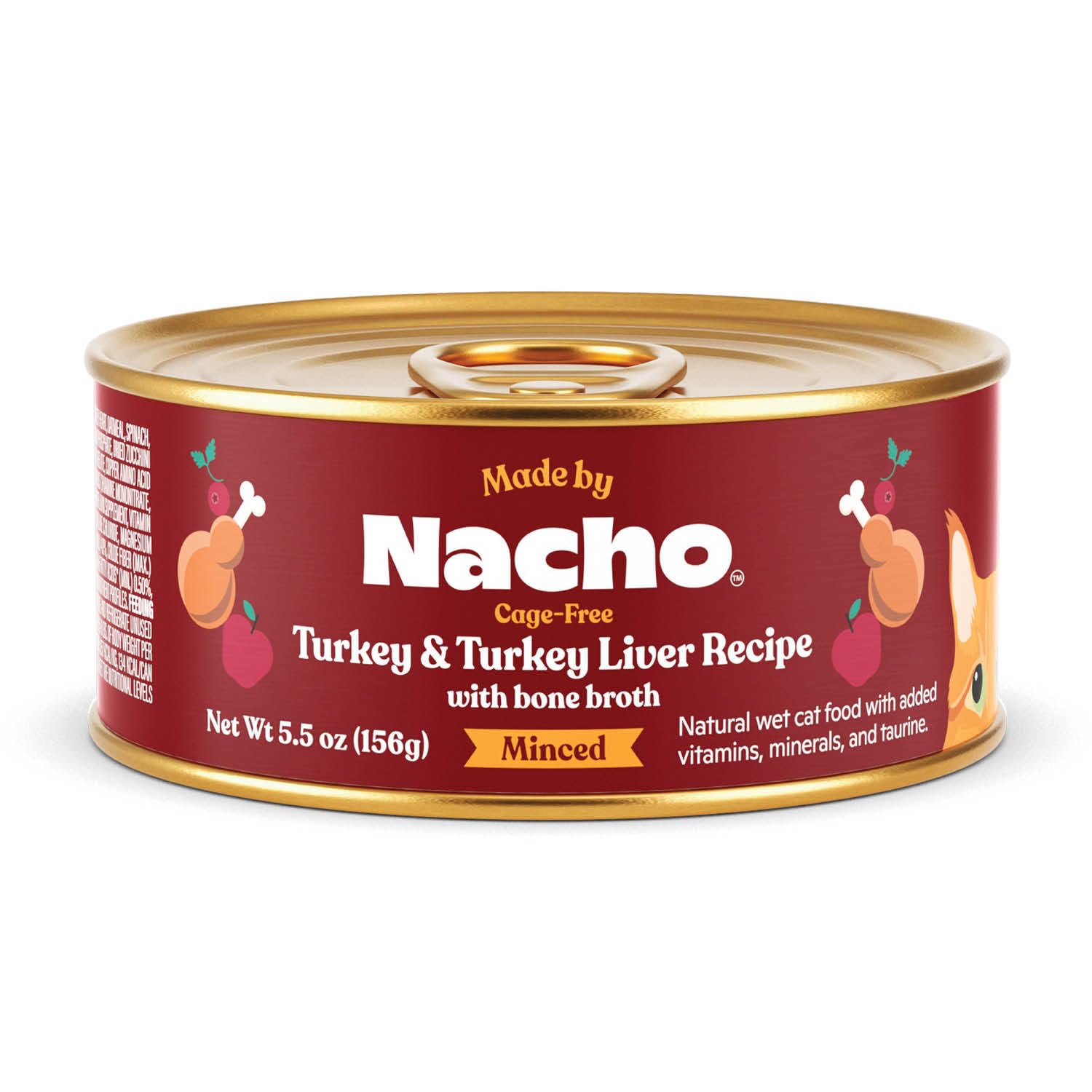 Made by Nacho Turkey & Turkey Liver Recipe Grain-Free Minced Wet Cat Food, 5.5-oz can, Case of 6