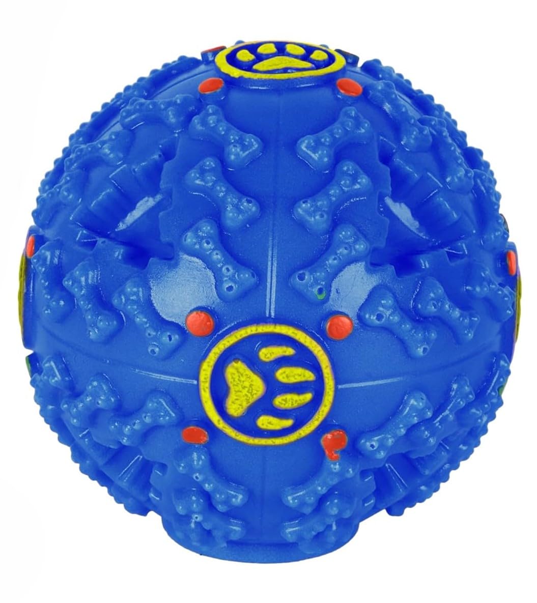 Voila Plastic Dog Toy Ball | Bouncy Fetch Ball With Handle For Easy Grip | Ideal For Small, Medium & Large Dogs | Fun Play & Tee