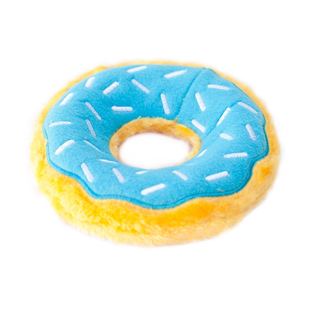 Zippypaws - Original Donutz - No Stuffing, Squeaky Plush Dog Toy - Blueberry, Original Size