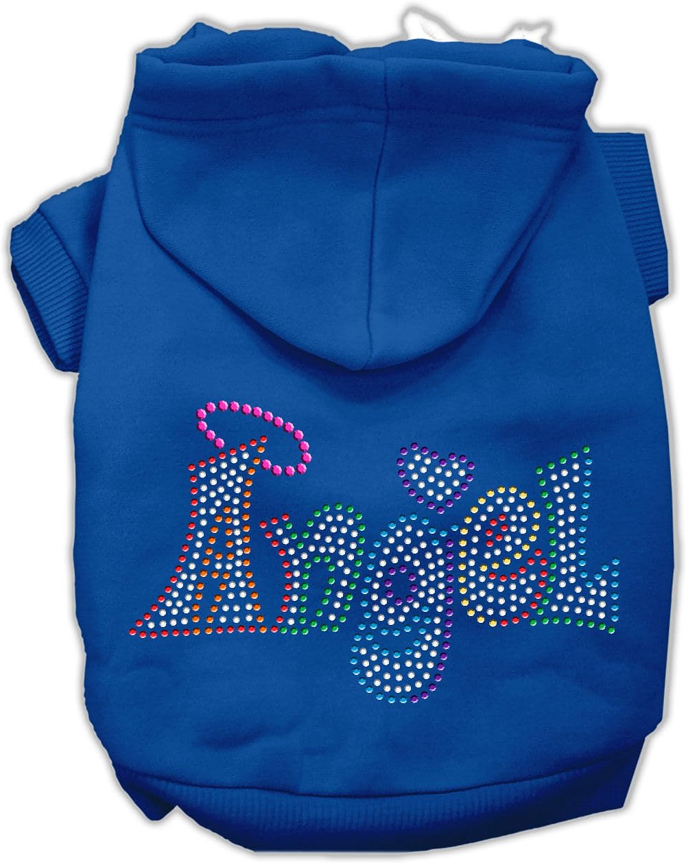 Pet, Dog & Cat Hoodie Rhinestone, 'Technicolor Angel' Blue 3Xl (25-35 Lbs.)
