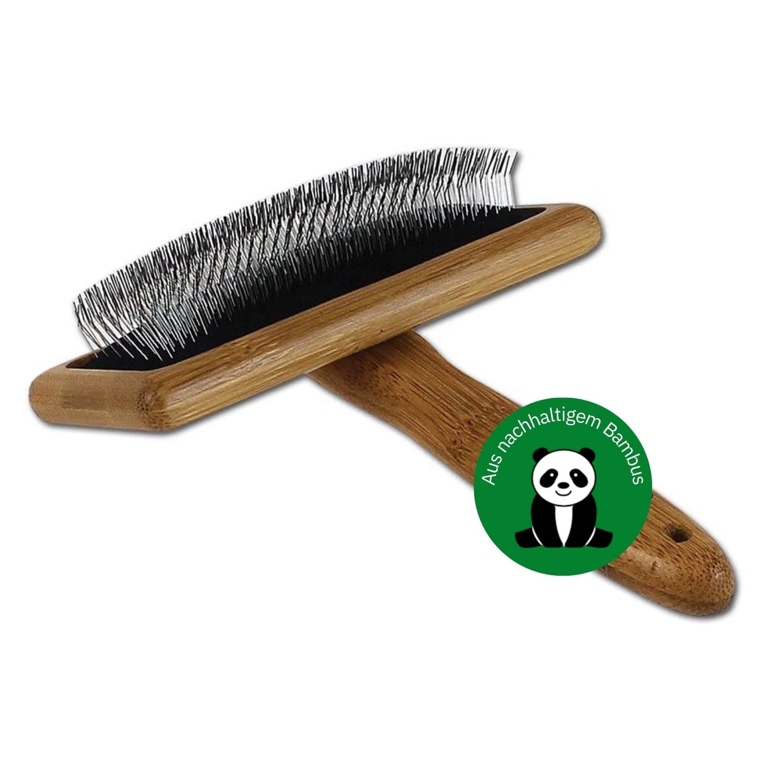 Bamboo Groom Slicker Brush With Stainless Steel Pins For Pets, Large
