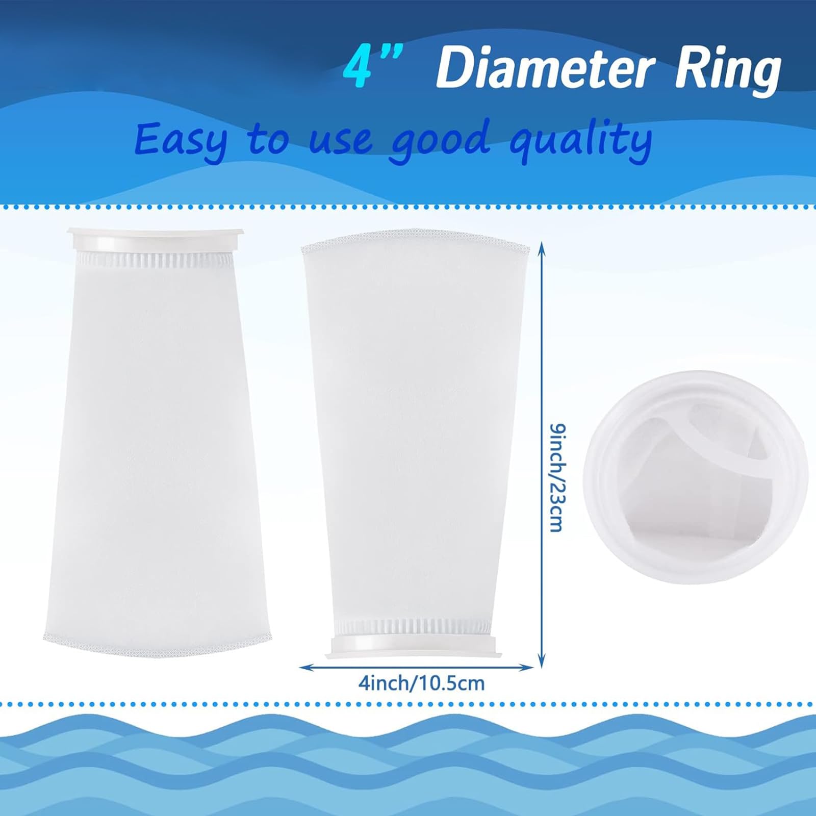 Jecery 16 Pack 4 Inch Ring Filter Socks 200 M Aquarium Filter Bags Aquarium Socks For Tank Sump Saltwater Freshwater(9    4 Inch