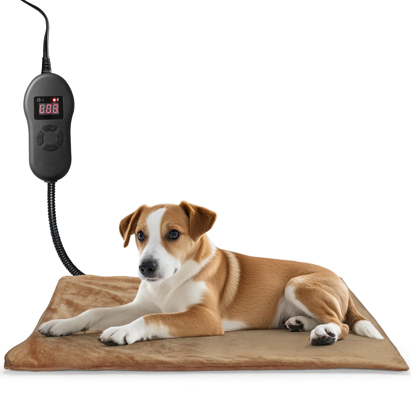 NAMOTEK Pet Heating Pad with Timer, Adjustable Temperature, Waterproof, Chew Resistant Cord, Auto Power-Off, Electric Indoor Hea