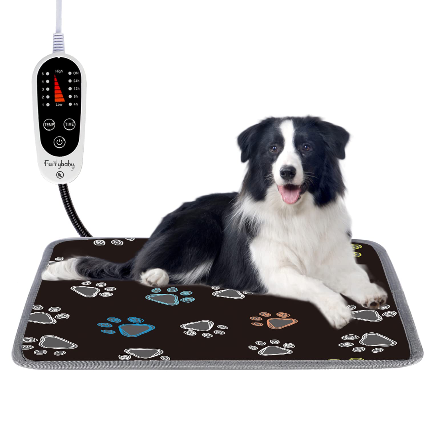 furrybaby Pet Heating Pad, Waterproof Dog Heating Pad Mat for Cat with Durable Anti-Bite Tube Indoor for Puppies Dogs Cats (1 Pa