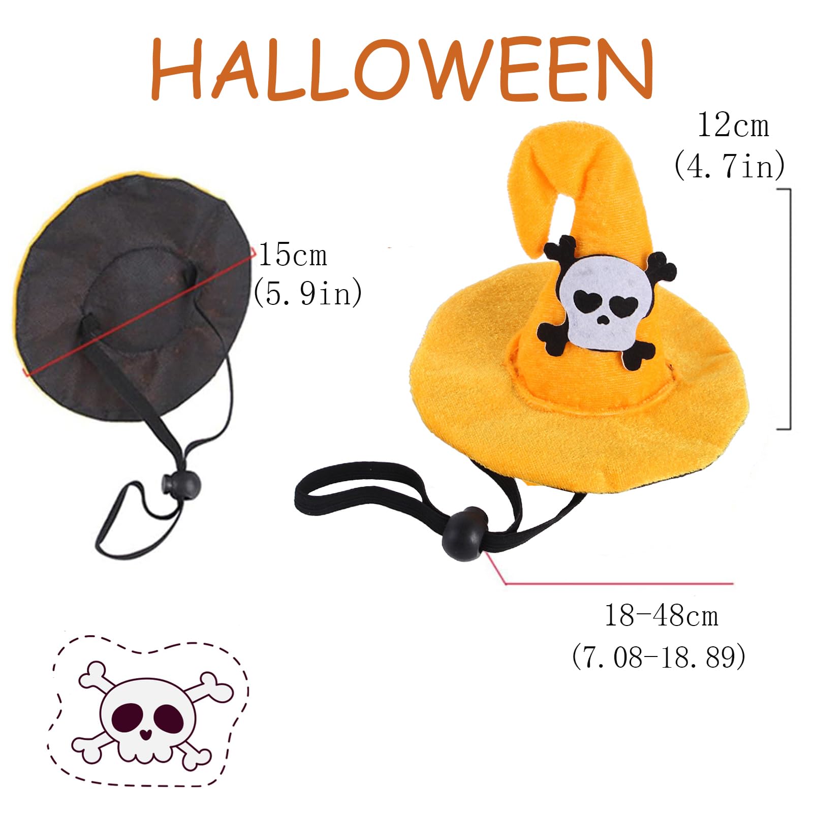 Bobo Rainbow 1Pc Dog Halloween Day Costume - Dog Cat Halloween Hat Pet Adjustable Headpiece Hat Pet Skull Costume Soft Pet Hat C