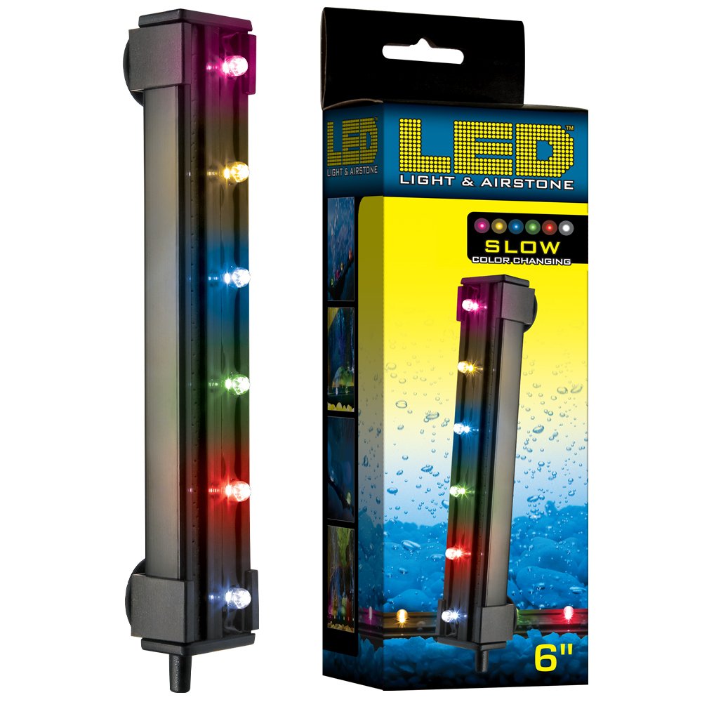 Viaaqua 6In 1.8 Watt Slow Color Changing Led Light & Airstone