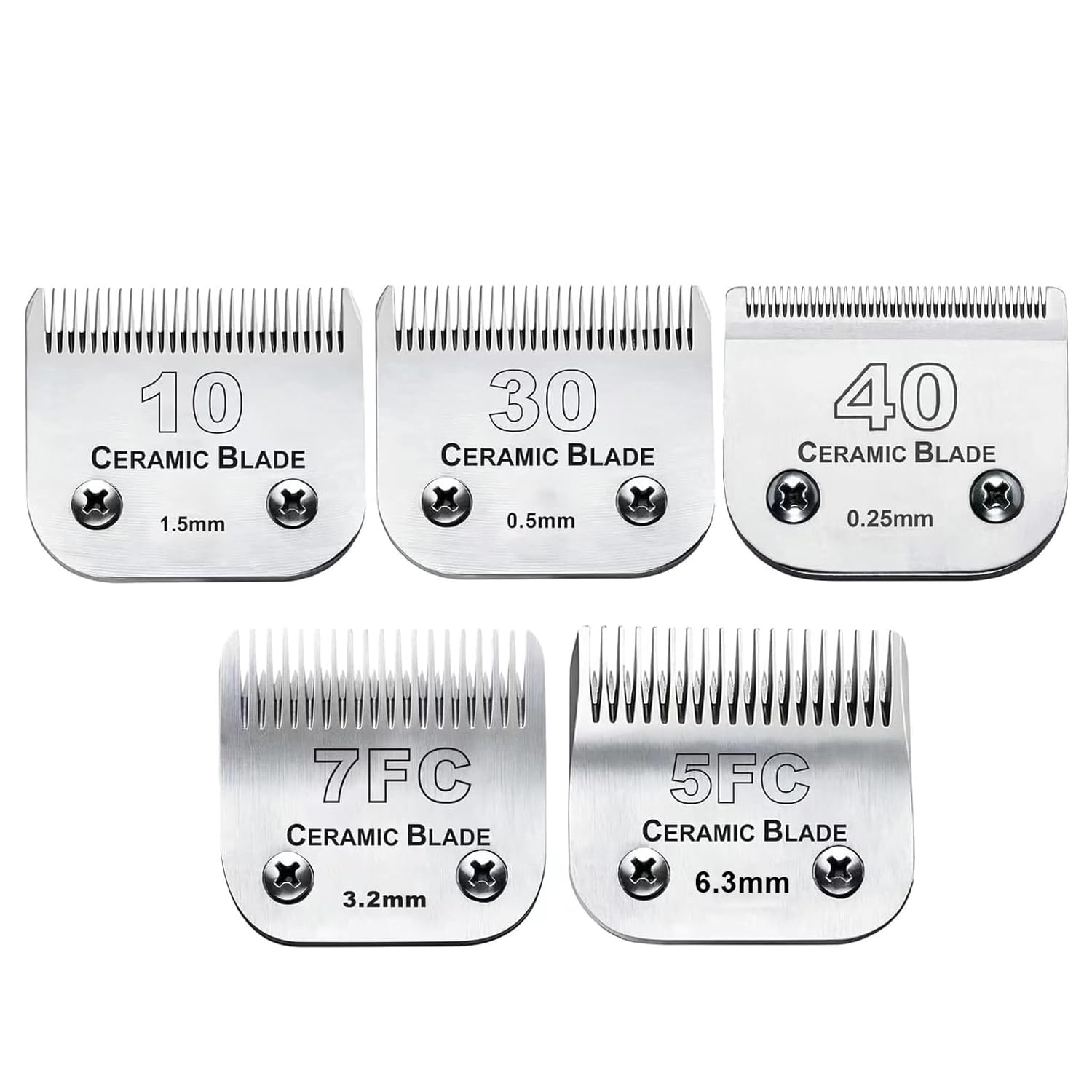 5Pcs Dog Grooming Blades Compatible With Andis/Oster A5/Wahl Km Series Dog Clipper Blades Size:#10+30+40+5Fc+7Fc