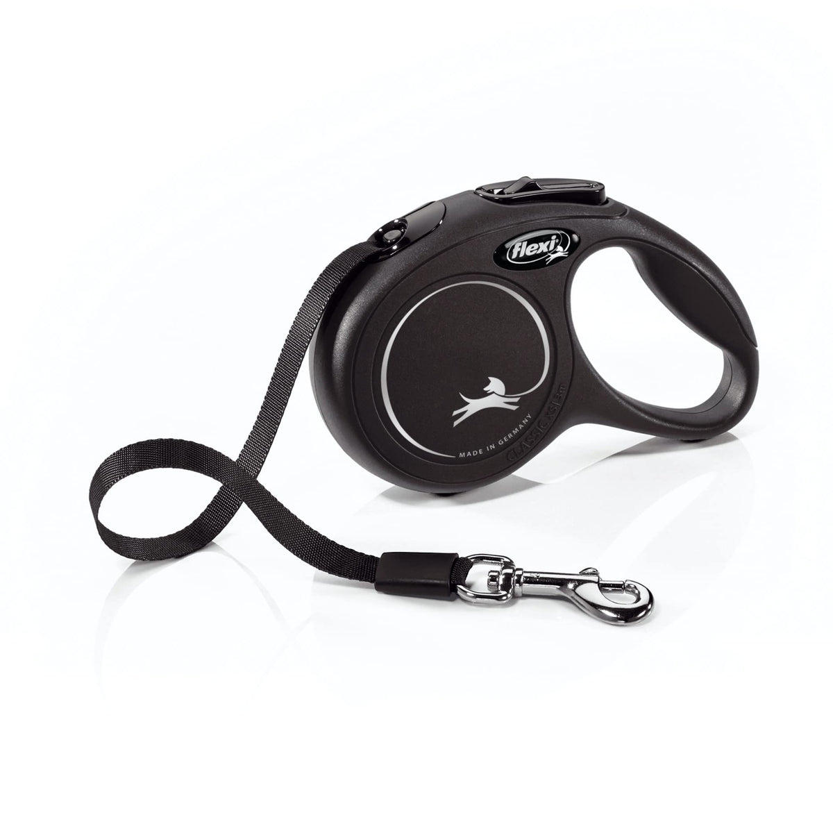 Flexi New Classic Extra Small Tape Retractable Dog Leash For Small Dogs Upto 26 Lbs. – 10 Ft., Black | Tangle Free Pet Walking Leash With One-Handed Brake, Pause, Lock|German Quality Product