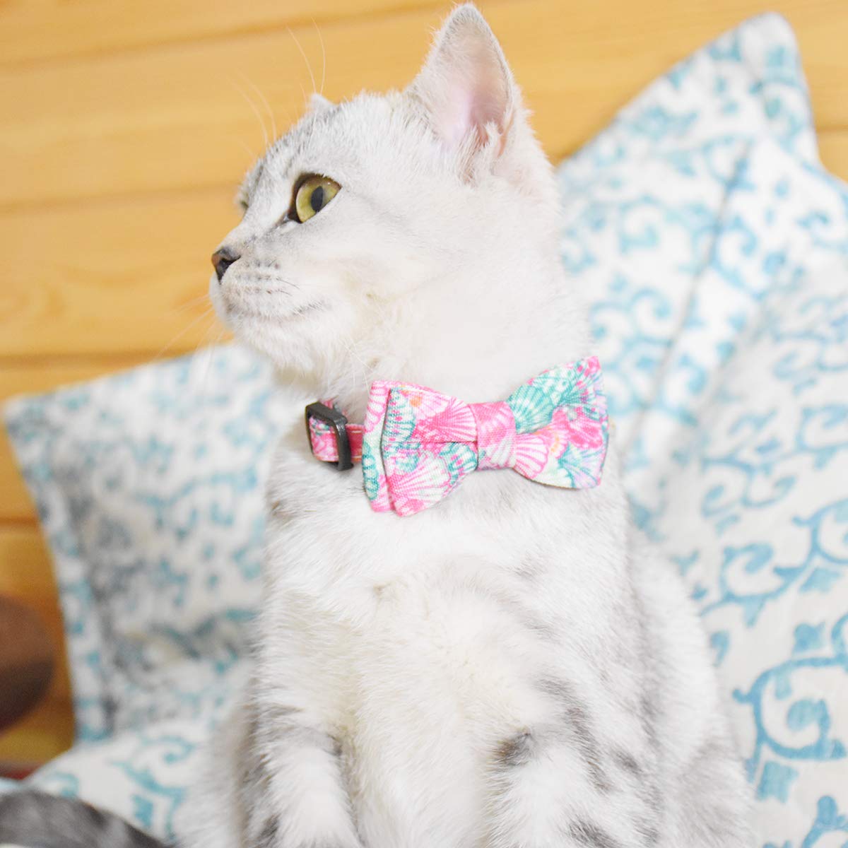 Bowtie Cat Collars Breakaway With Bell, Adjustable Cute Kitty Collars Safety Buckle Kitten Collar For Cat Puppy 7.5-11In (24)