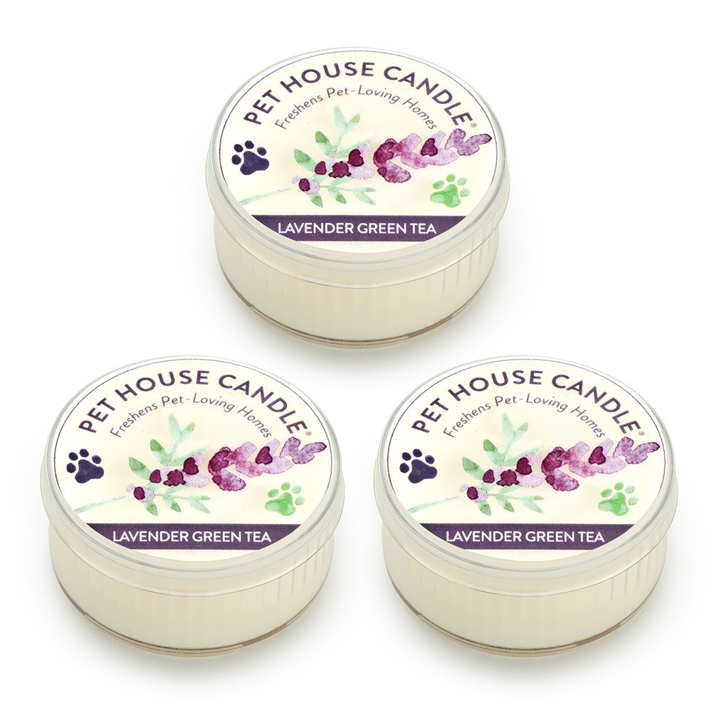 One Fur All Pet House Mini Candle Set, Pack Of 3 - Lavender Green Tea - Pet Odor Eliminator Candle, Burn Time - 10-12 Hours Pet Candle, Non-Toxic, Ideal For Smaller Spaces