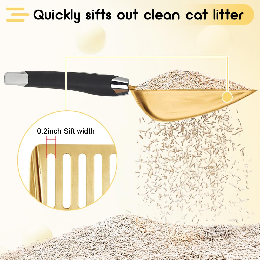 Newgf Stainless Steel Cat Litter Scoop,Metal Cat Litter Scoop,Kitty Metal Scooper,Sturdy Mesh Scooper,Suitabla Cat Scooper For C