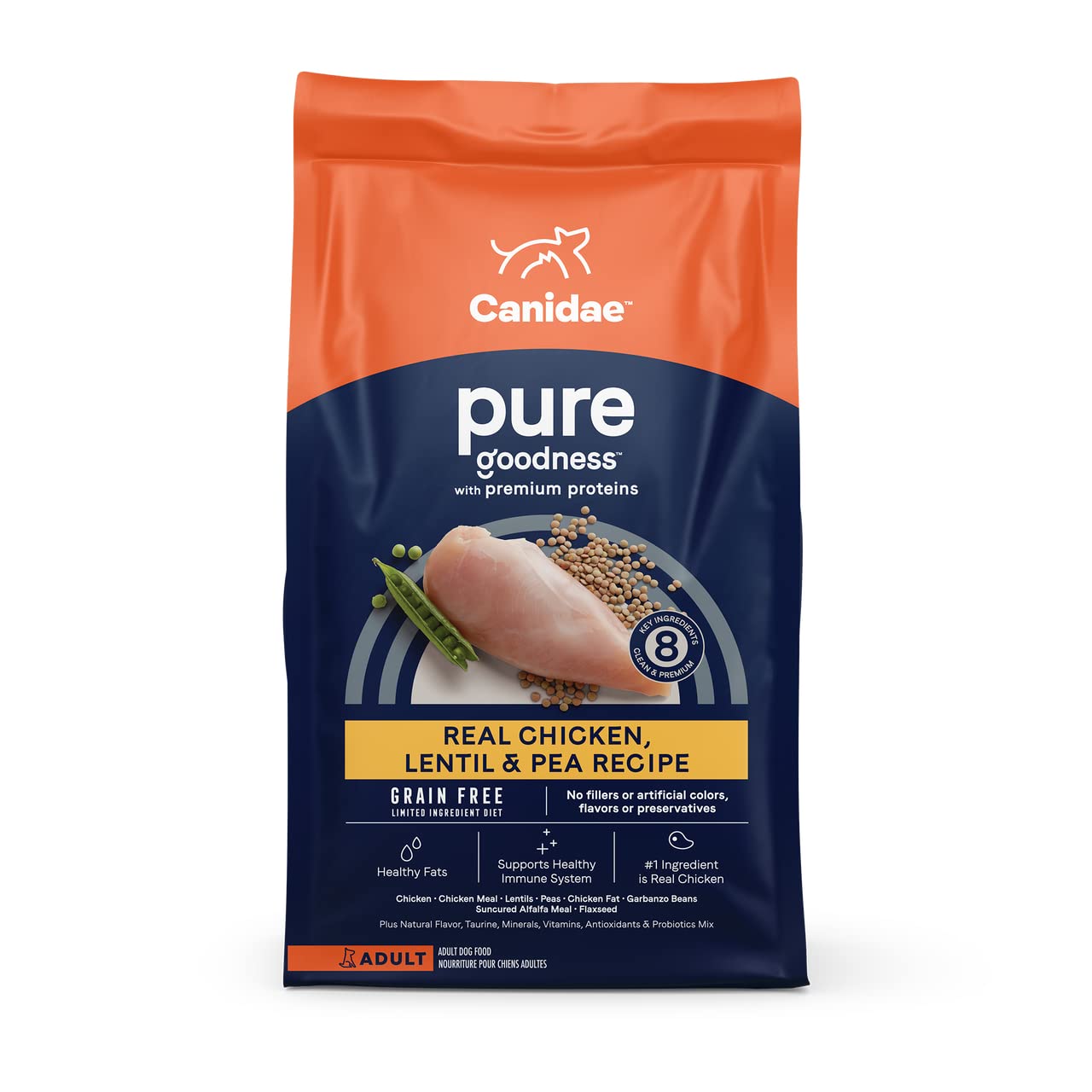 Canidae Pure Limited Ingredient Premium Adult Dry Dog Food, Real Chicken, Lentil & Potato Recipe, 4 lbs, Grain Free