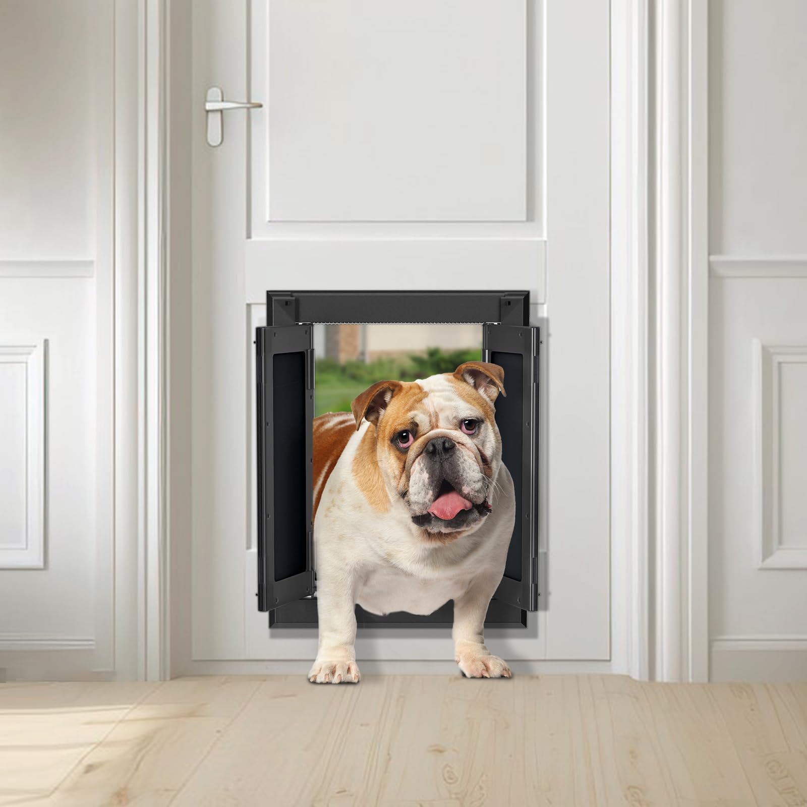 Pataplus Aluminum Large Dog Door For Exterior Door,Strong Double Magnetic Flaps,Heavy-Duty Doggie For L Arge And Medium Dog Up T