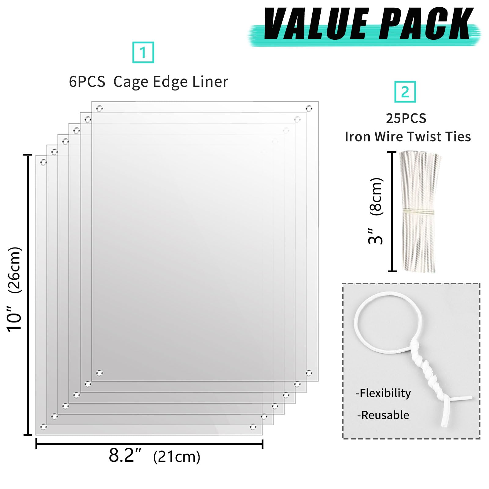 Oncpcare 6 Pack Pet Liner Protection Rabbit Urine Guard Clear Edge Liner Guinea Pig Side Lining Habitat Siding Small Animal Cage