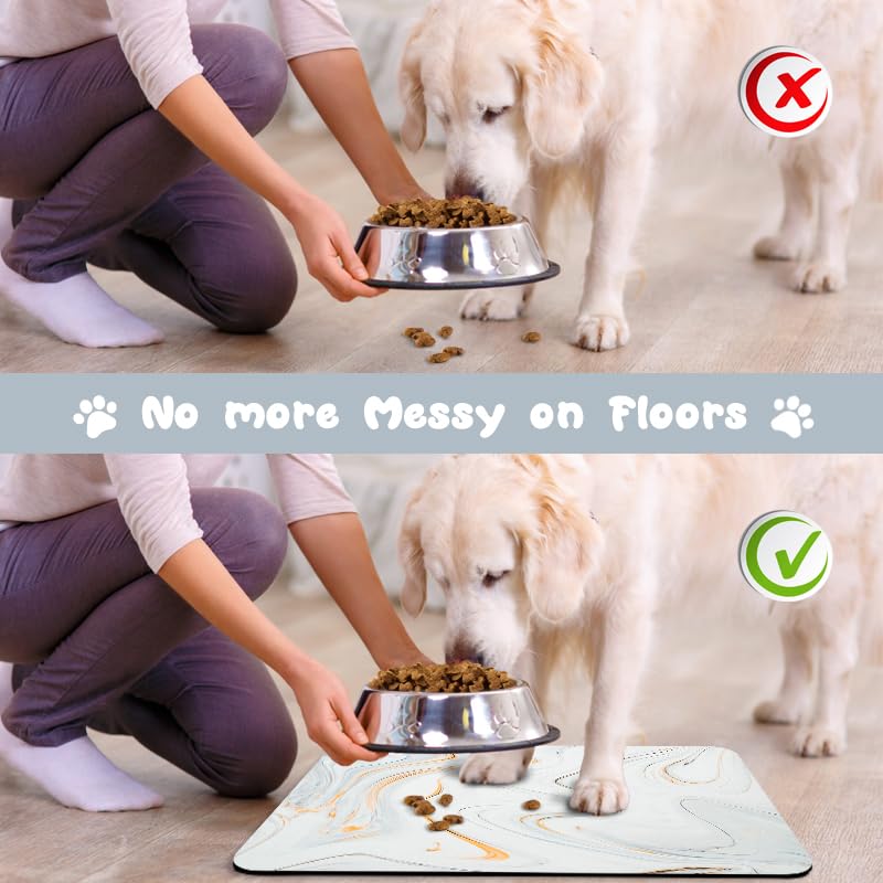Dog Food Mats for Floors Waterproof, Dog Cat Water Bowl Mats Pet Feeding Absorbent Mat Dog Cat Pet Placemats for Food and Water