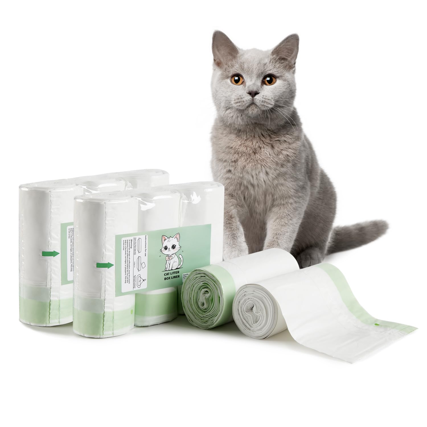 Cat Litter Box Liners Disposal Bags With Tie Handles,Large,37'' X 17'' Jumbo Drawstring Extra Durable Pet Cat Pan Liners For Lit