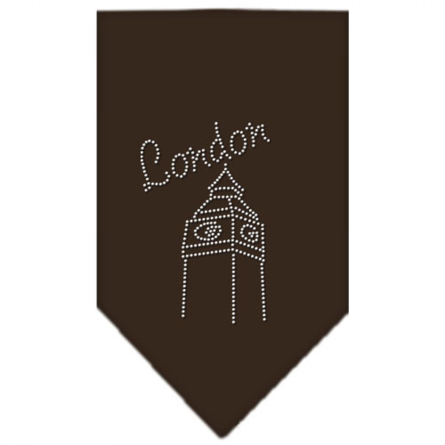 Pet and Dog Bandana Rhinestone, "London" Cocoa Large