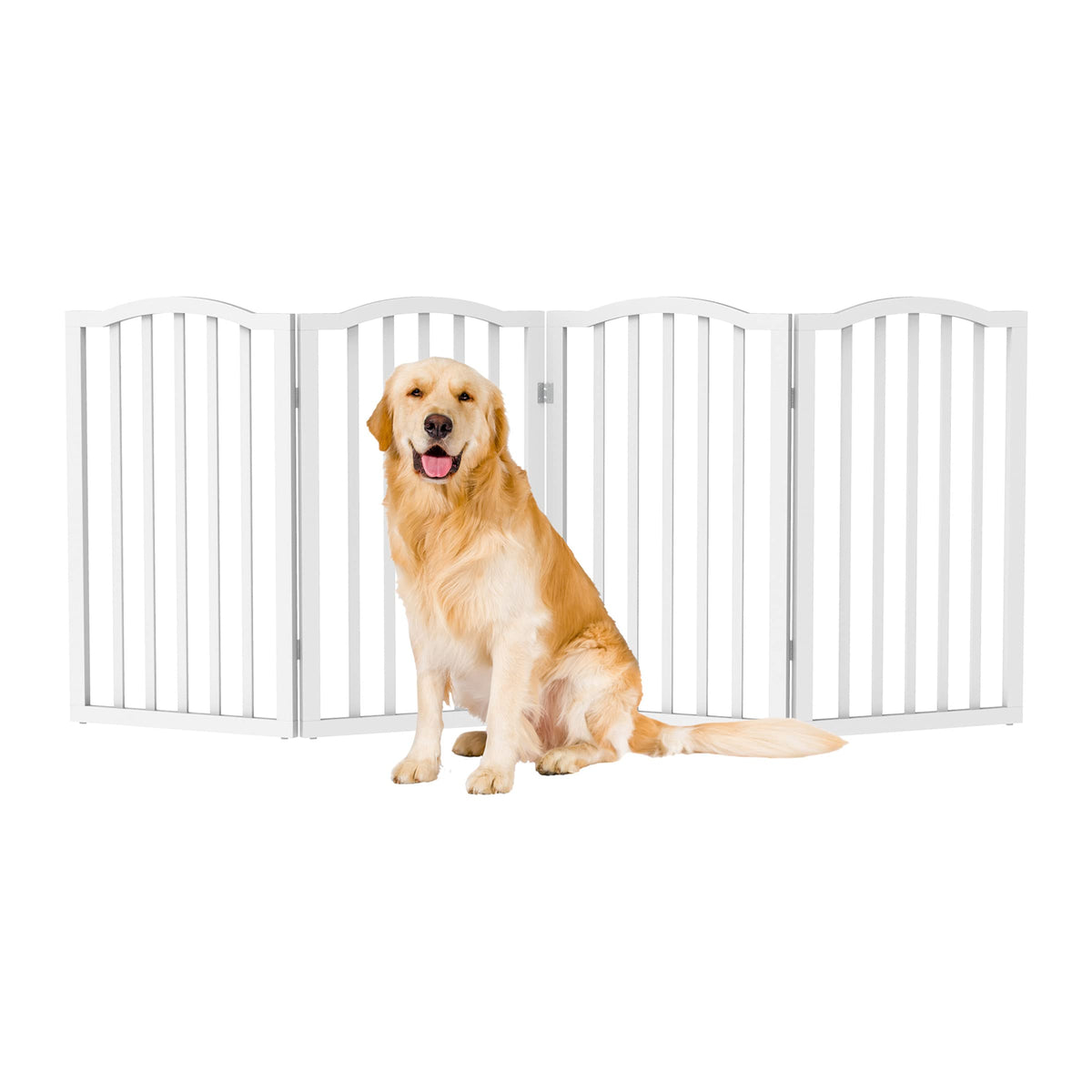 Petmaker Indoor Pet Gate - 4-Panel Folding Dog Gate For Stairs Or Doorways - 73.5X32-Inch Tall Freestanding Pet Fence For Cats And Dogs (White)
