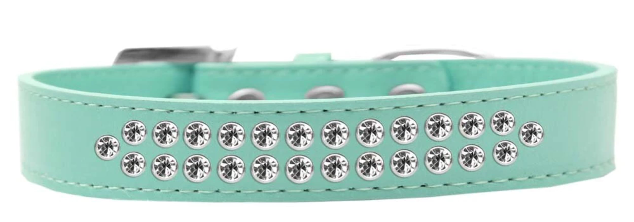 Dog, Puppy & Pet Fashion Collar, Two Row Clear Crystal Rimsets Black 20