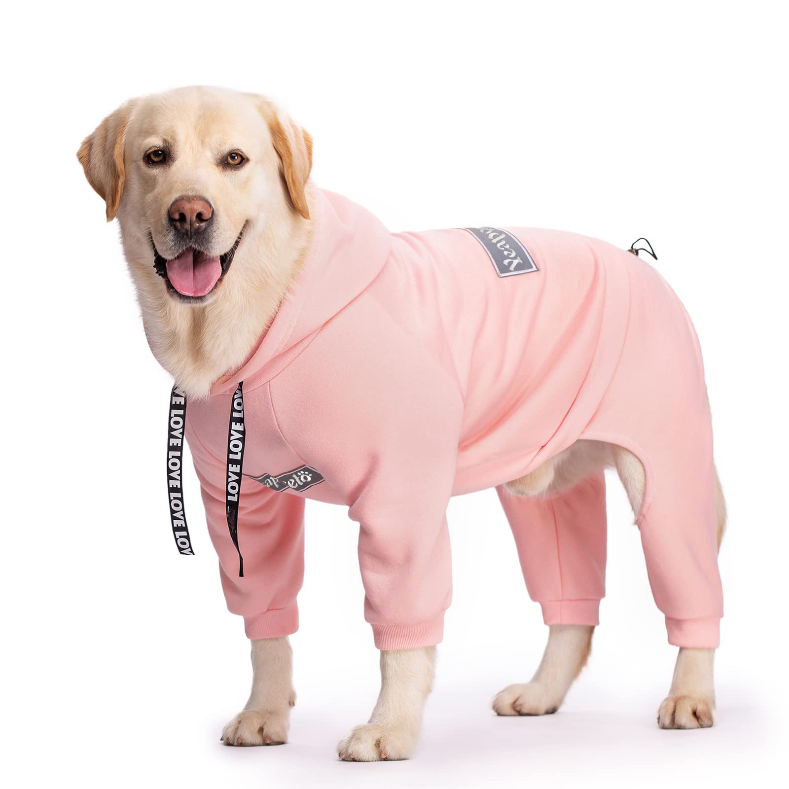 Pullover Dog Sweatshirt, Winter Warm Coat, Hooded Fleece For Large Dogs (Pink, X-Large)