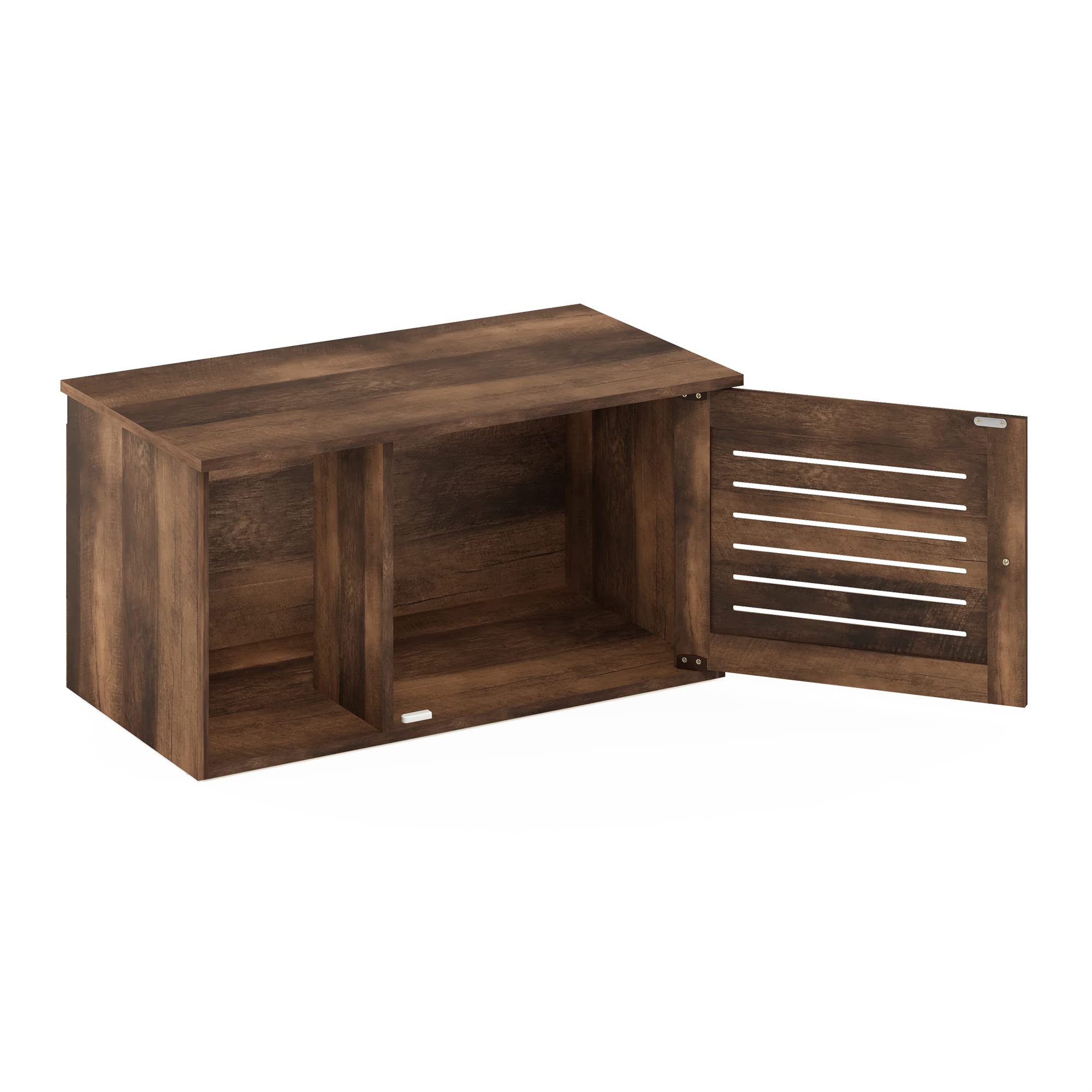 Furinno Peli Farmhouse Hidden Cat Litter Box with Divider, Rustic Brown