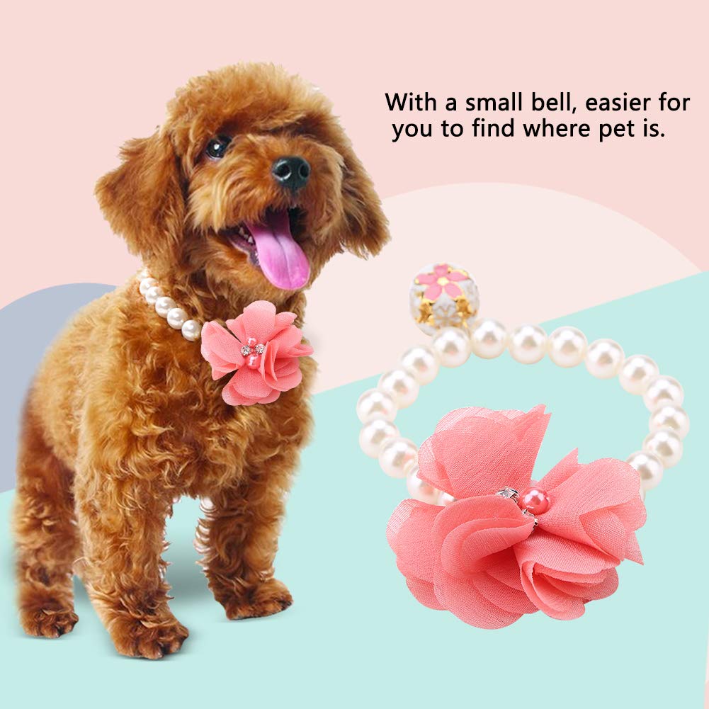 Pet Pearl Flower Collar, Elastic Cat Collar Choker Necklace Pet Dog Cat Jewelry Necklace For Puppy Collar Jewelry Accessory()