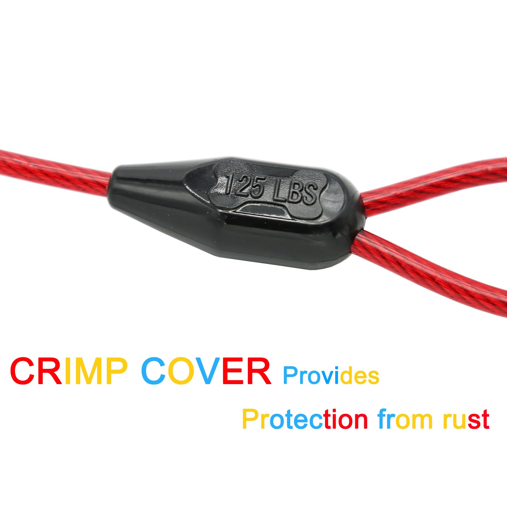 Petest 40Ft Tie-Out Cable With Crimp Cover For Heavy Dogs Up To 125 Pounds