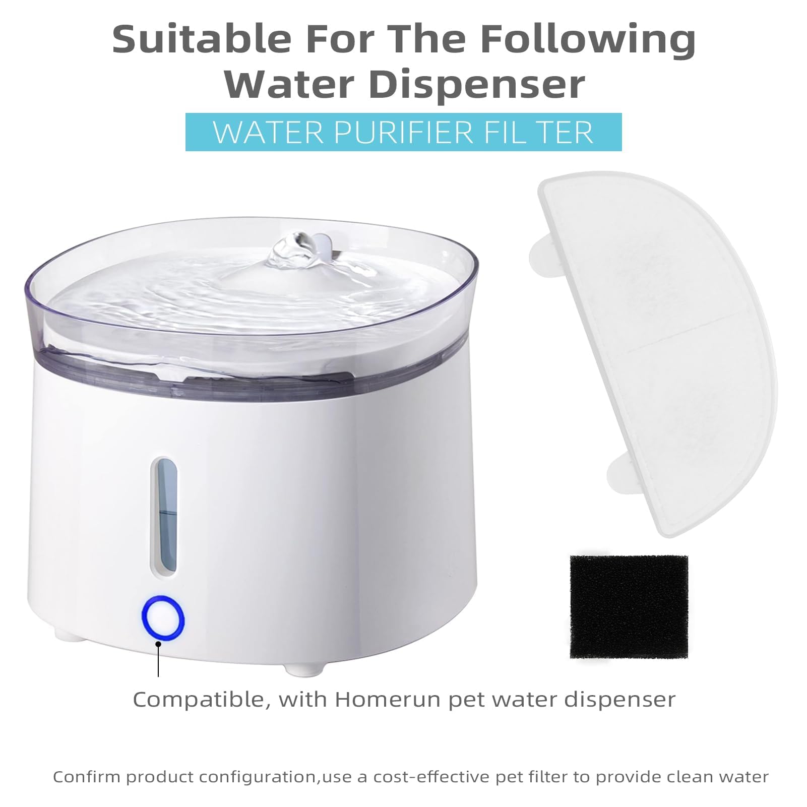 9 Pack Cat Water Fountain Filter, Replacement Filters for WF20/CF20 Wireless Pumps Cat Water Fountain,Triple Filtration System (