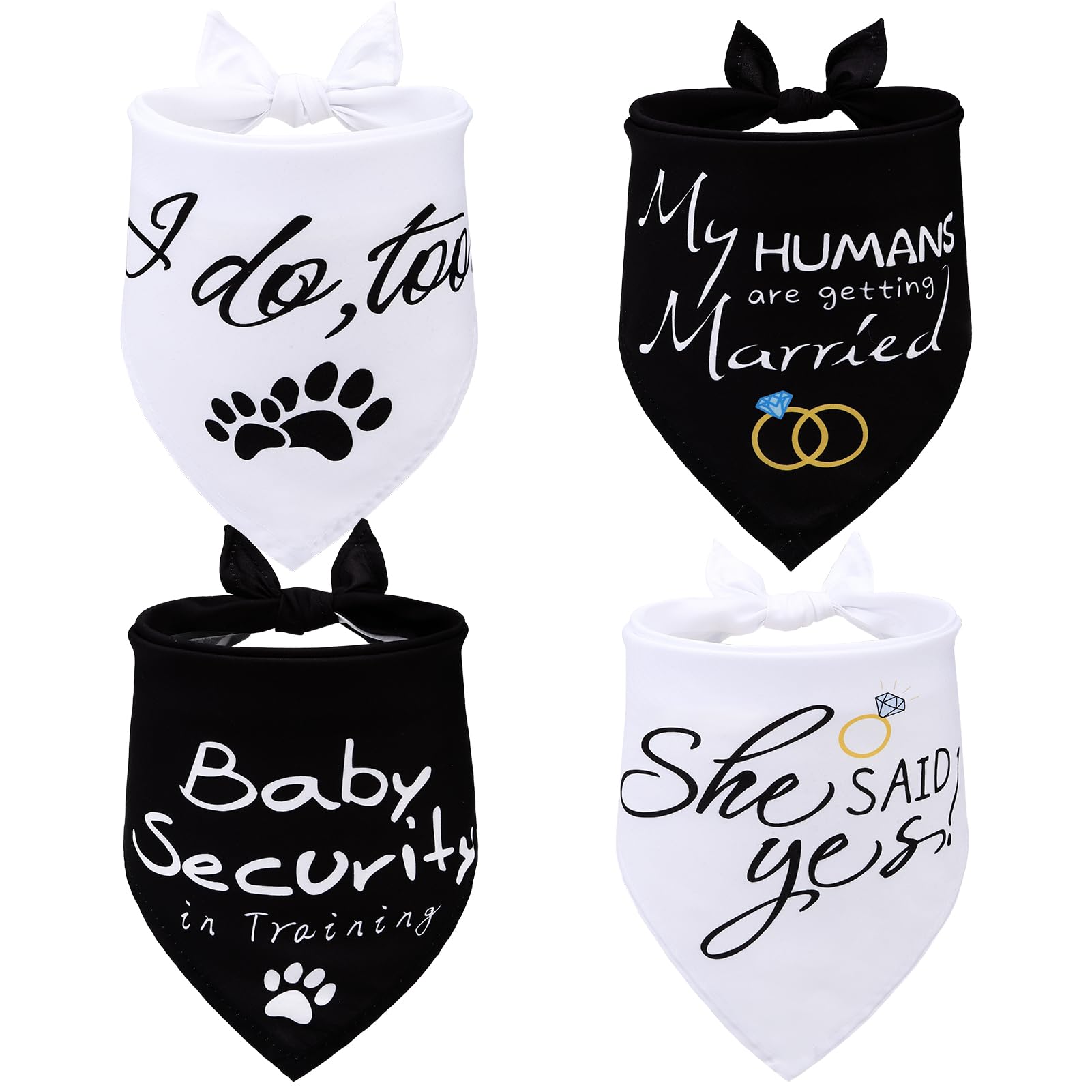 Expawlorer My Humans Are Getting Married Dog Bandanas - 4 Pack Pet Scarf Handkerchiefs For Wedding, Printed Puppy Bandana For Sm