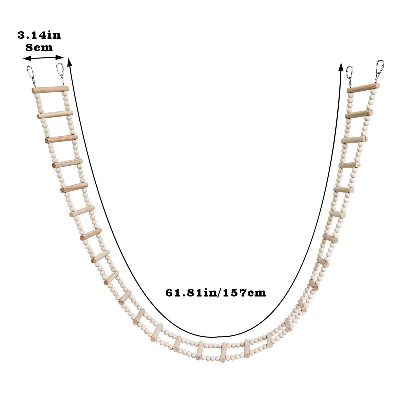 Bird Wooden Ladder Bridge, Pet Hamster Climbing Ladder Toys, Ladders Swing Toys, Wood Climbing Ladders For Bird Parrot Hamster Squirrel Totoro Sugar Gliders (28 Ladders)(61.81X3.14 Inches)
